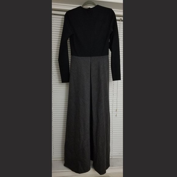 Asymmetric Two-tone Wool-Blend Jersey Maxi Dress - Picture 3 of 4